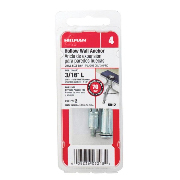 Aceds 0.19 in. Hollow Wall Anchor - Large, 12PK 5333133 - main